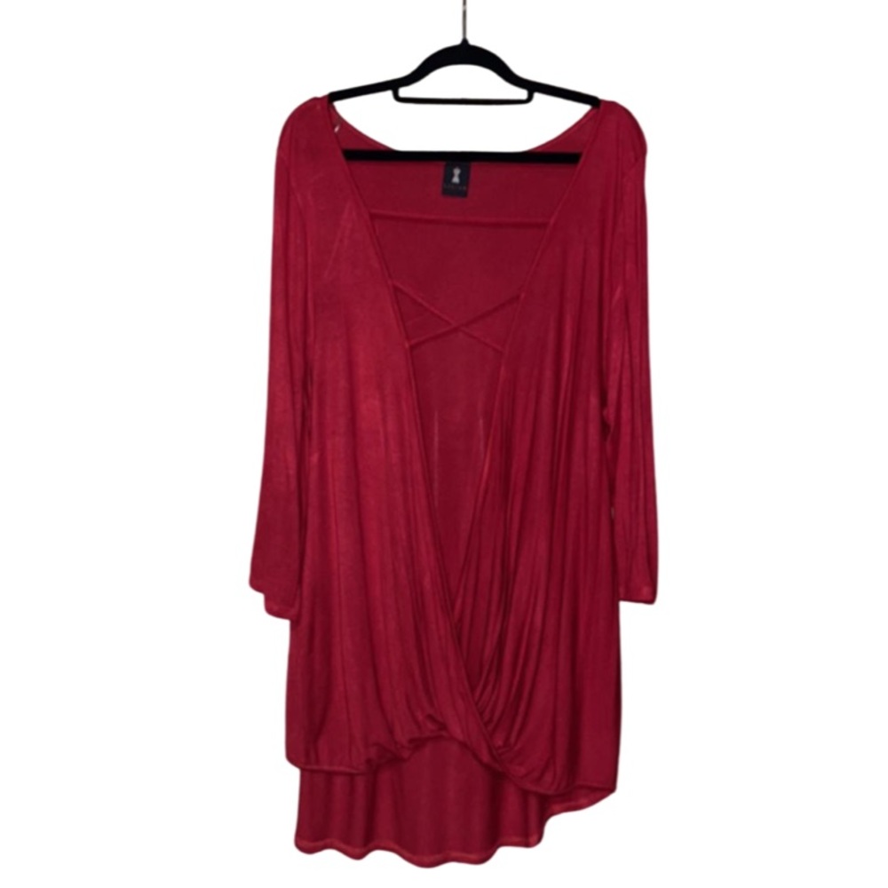 Lilian Crisscross Front Blouse - Red - Size 3X